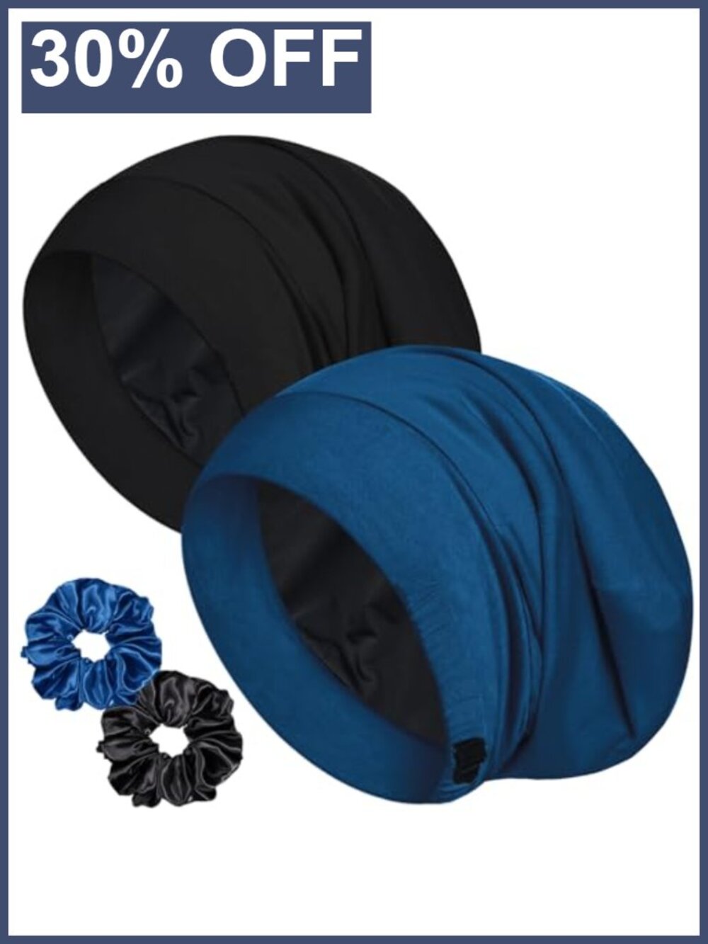 Cooling Silk Lined Sleep Cap Bonnet for Women Men Adjustable Hair Wrap